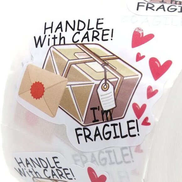 100 HANDLE WITH CARE I'M FRAGILE Sticker Label with Hearts - Picture 2 of 7
